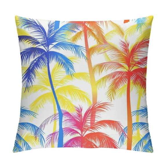 Acheng Palm Leaves with Lush Branches and Leaves Tropical Jungle Palm Leaves Plush Pillowcase White
