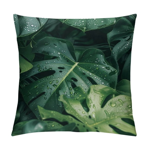 Acheng Palm Leaves with Lush Branches and Leaves Tropical Jungle Palm Leaves Plush Pillowcase White