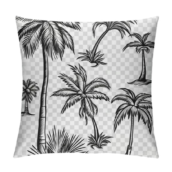 Acheng Palm Leaves with Lush Branches and Leaves Tropical Jungle Palm Leaves Plush Pillowcase White
