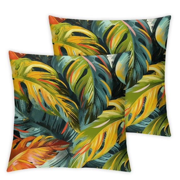 Acheng Palm Leaves with Lush Branches and Leaves Tropical Jungle Palm Leaves Short Plush Pillowcase Cover Set of 2 White