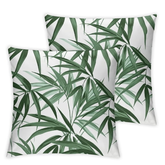 Acheng Palm Leaves with Lush Branches and Leaves Tropical Jungle Palm Leaves Short Plush Pillowcase Cover Set of 2 White