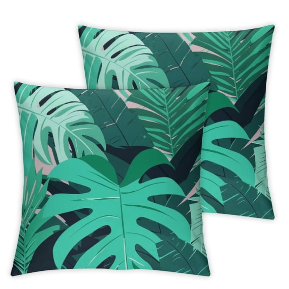 Acheng Palm Leaves with Lush Branches and Leaves Tropical Jungle Palm Leaves Short Plush Pillowcase Set of 2 White