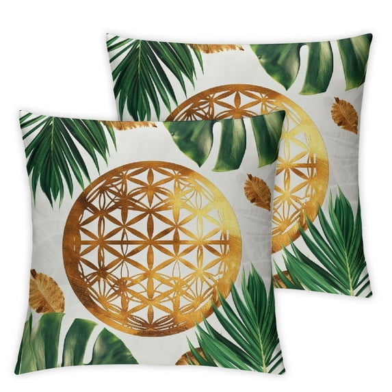 Acheng Palm Leaves with Lush Branches and Leaves Tropical Jungle Palm Leaves Short Plush Pillowcase Set of 2 White