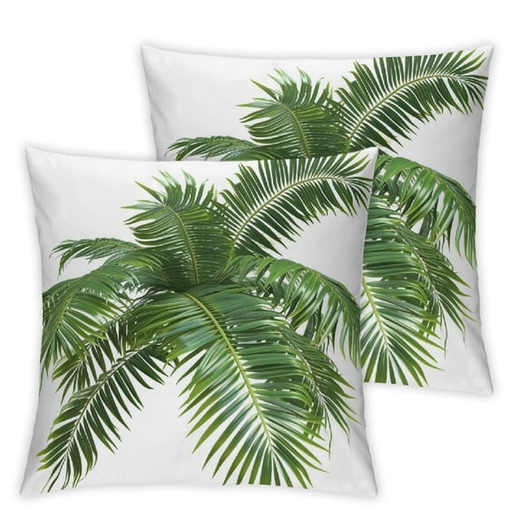 Acheng Palm Leaves with Lush Branches and Leaves Tropical Jungle Palm Leaves Short Plush Pillowcase Set of 2 White