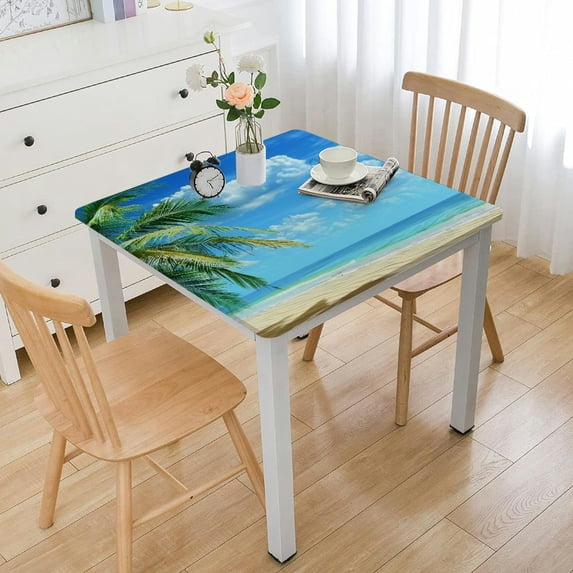 Acheng Palm Tree Square Fitted Tablecloth 100% Polyester Fiber 36*36