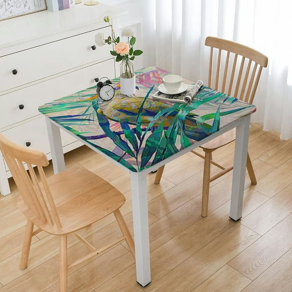 Acheng Palm Tree Square Fitted Tablecloth 100% Polyester Fiber 52*52