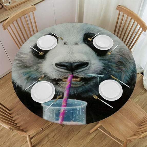 Acheng Panda Bear Donut Drink Round Table Cover 100% Polyester Fiber for Picnic Dining Kitchen Farmhouse 31-35