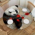 thumbnail image 1 of Acheng Panda Bear Flowers Round Tablecloth 100% Polyester Fiber Full Width Single-Sided Printing 42-46, 1 of 8