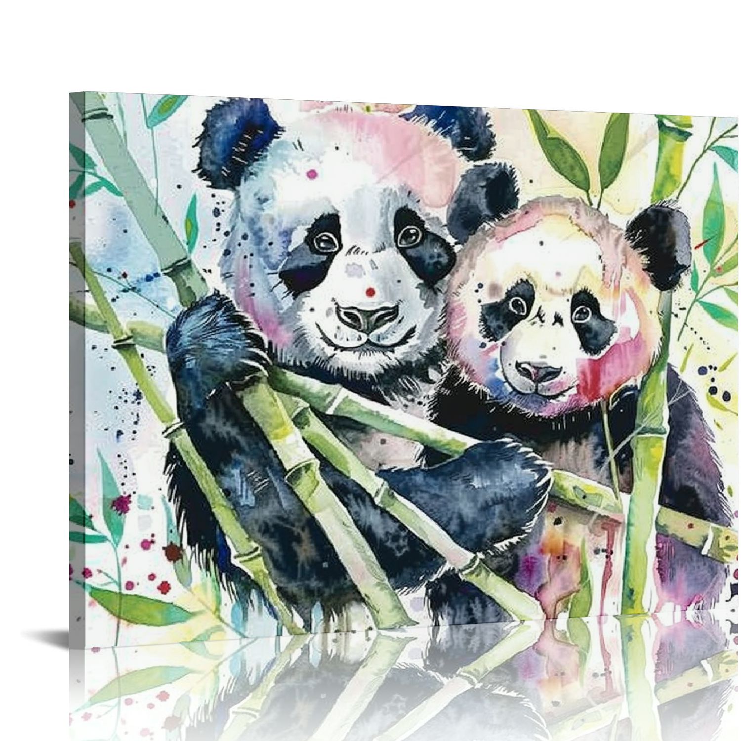 Acheng Panda Canvas Print Wall Art Colorful Paintings Cute Mom Panda ...