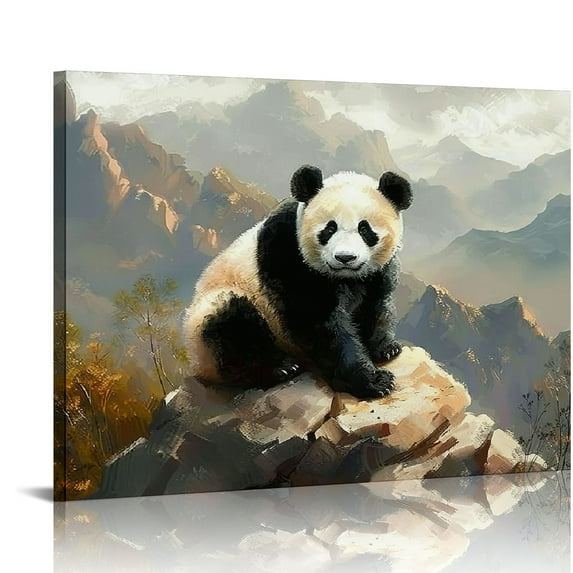 Acheng Panda Cub Mountain Realistic 17 Canvas Art - Home Decor Wall Art Print Poster Painting Large pattern2