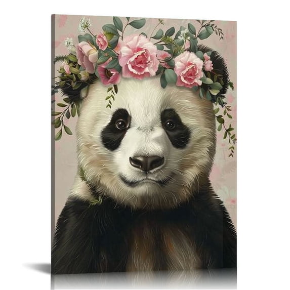 Acheng Panda Print, Panda Wall Decor, Panda Print on Canvas, Watercolor Panda Print, Panda Bear Portrait, Panda With Flowers, Animal Wall Art Print, Print Canvas, Art pattern3