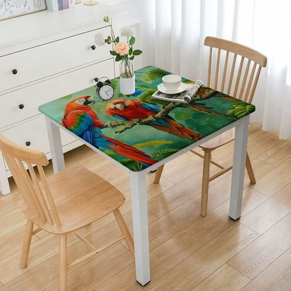 Acheng Parrots Leaves Branch Square Tablecloth Full Width Single-Sided Printing 100% Polyester Fiber 36*36