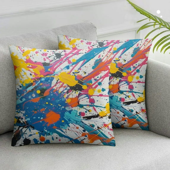 Acheng Pillow Bed Cover Colorful Splatters Pillow Covers Purple Paint Color Blue Splatter Splash Splat Spray Drop Couch Cushion Cover for Sofa Couch Shamrock Lucky Clover ,Set of 2 White