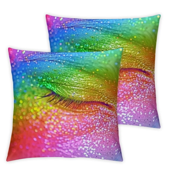 Acheng Pillow Case LGBT Gay Pride Throw Pillow Covers Cushion Cases Farmhouse Modern Decorative Pillowcases for Sofa Bed Couch ,Abstract Rainbow Sequins 2 pcs White