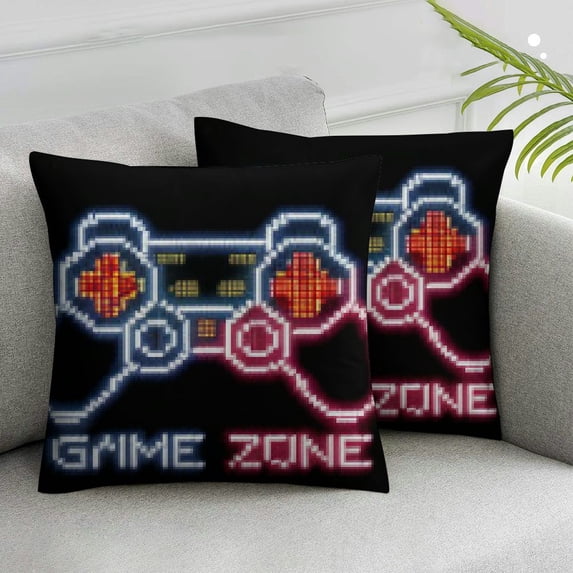 Acheng Pillow Cover Set of 2,Retro Gamer Label with Gamepad Printed Long Pillow Cases Protector with Zipper Decor Soft Covers Cushion for Beding,Couch,Sofa,Home Gift White