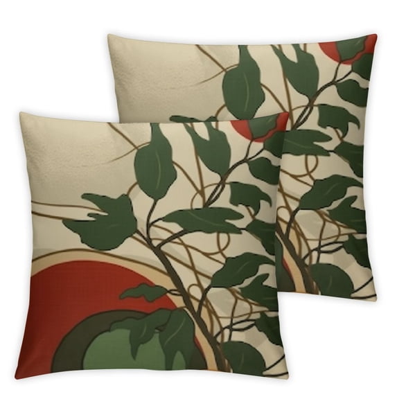 Acheng Pillow Covers Mid Century Abstract Sun and Moon Throw Pillow Covers Sunrise Rainbow Square Terracotta Couch Pillowcases,Set of 2 White(Two Sides Print) 18x18in