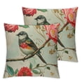 thumbnail image 1 of Acheng Pillow Covers, Outdoor Birds Cushion Covers Decorative Birds Flower Pillowcovers for Home Seasonal Spring Summer Decoration,Set of 2 White(Two Side Print) 24x24in, 1 of 7