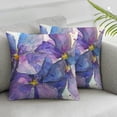 thumbnail image 1 of Acheng Pillow Covers, Purple Hydrangea Flower Oil Painting Square Throw Pillows Case Home Decorative Soft Bedroom Farmhouse Boho Cushion Pillowcase for Outdoor,Set of 2 White, 1 of 6