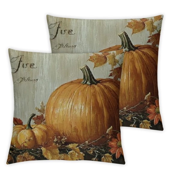Acheng Pillow Covers Set of 2 Home Outdoor Decorative Halloween Pumpkins Retro Throw Pillow Cases for Sofa Cushion Couch Fall Orange Pillowcase 20x20in