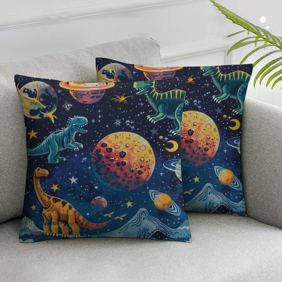 Acheng Pillowcase Standard/Queen Size, Funny Space Dinosaur Print Pattern Pillow Covers Pac Soft Pillow Cases with Zipper White