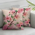 thumbnail image 1 of Acheng Pink Floral Throw Pillow Cover Floral Cherry Blossom Oil Paint Tree Sun Art Pink Decor Girls Printed Bright Square Zipper Bedroom Patio Dorm Outdoor Sofa Big Pillow case,Set of 2 White, 1 of 6