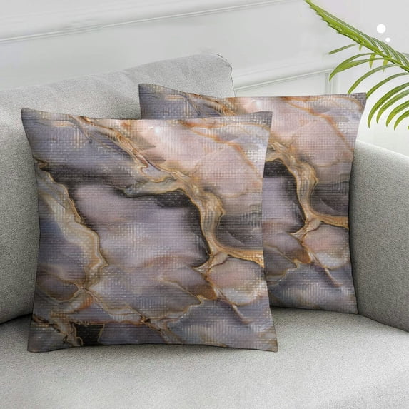 Acheng Pink Marble Decorative Throw Pillow Cover Case,Marble Outdoor Pillow Cases Square Standard Cushion Covers for Sofa Couch Bed Car,2 Pcs White
