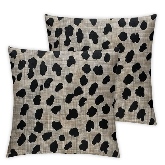 Acheng Polka Dots Decorative Throw Pillow Cover Case, Brush Strokes Dots Cotton Linen Outdoor Pillow Cases Square Standard Cushion Covers for Sofa Couch Bed Car 18x18in