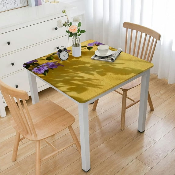 Acheng Purple Flowers Square Fitted Table Cloths 100% Polyester Fiber 52*52