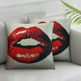 thumbnail image 1 of Acheng  Red Lips Throw Pillow Cover with White Teeth Sexy Biting Lips Pop Art Woman Square Pillow Case Cushion Cover for Father's Day Home Car Decorative 2 pcs White, 1 of 6