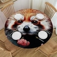 thumbnail image 1 of Acheng Red Panda Flowers Digital Painting Round Tablecloth Waterproof Resistant Fabric 100% Polyester Fiber 31-35, 1 of 8