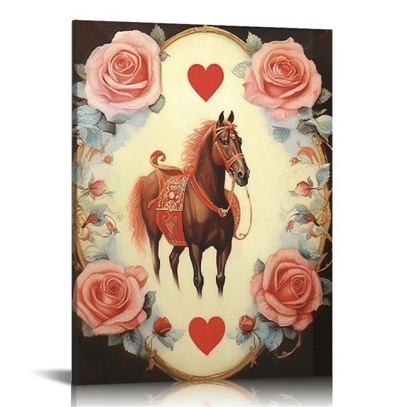 Acheng Retro Wall Decor Set of Trendy Canvas Wall Art Decor Lucky You Poker Wall Art Cards Poker Poster Vintage Prints Red Christmas Card Poster Retro Playing Card Art for Room Bedroom 12x16 in