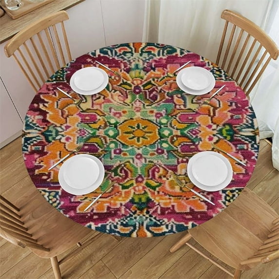 Acheng Round Table Cover, 100% Polyester Fiber, Wrinkle Resistant, Easy to Clean, for Indoor and Outdoor Dining 46-50