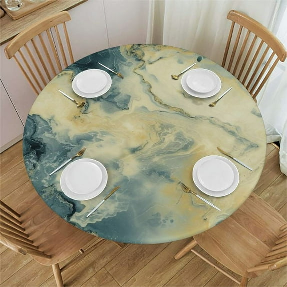 Acheng Round Tablecloth 0_0 (32) - Polyester Fiber, Multiple Sizes, Machine Washable 42-46