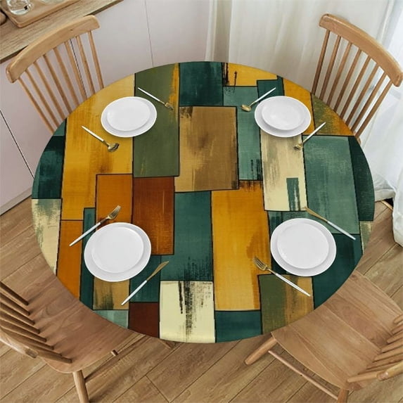 Acheng Round Tablecloth 0_3 (47) - Polyester Fiber, Machine Washable, Holiday Home Decor 31-35