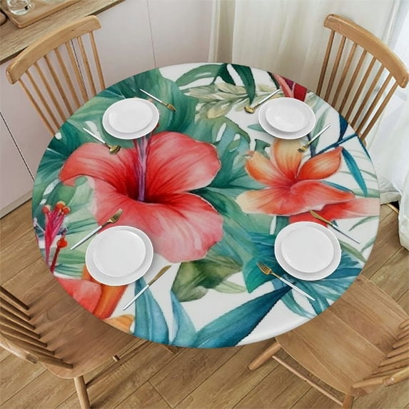 Acheng Round Tablecloth, 100% Polyester Fiber, Waterproof and Wrinkle Resistant, Easy to Clean, Suitable for Round Tables of Various Sizes 52x52in