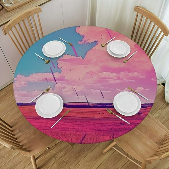 Acheng Round Tablecloth - Abstract Scenery, Beautiful Nature, Table Decoration 38-42