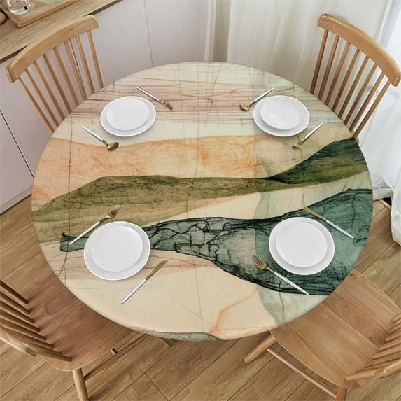 Acheng Round Tablecloth - Abstract Scenery, Beautiful Nature, Table Decoration 46-50