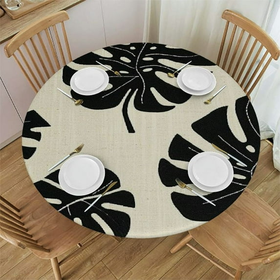Acheng Round Tablecloth Palm Leaves with Lush Branches and Leaves Tropical Jungle Palm Leaves with Charming Colors 38-42