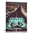 thumbnail image 1 of Acheng Route 66 Canvas Wall Art California's Mojave Desert Road Scenery Pictures Prints American Wild Western Mountain Painting Decor Framed Black Teal 16x20 in, 1 of 5