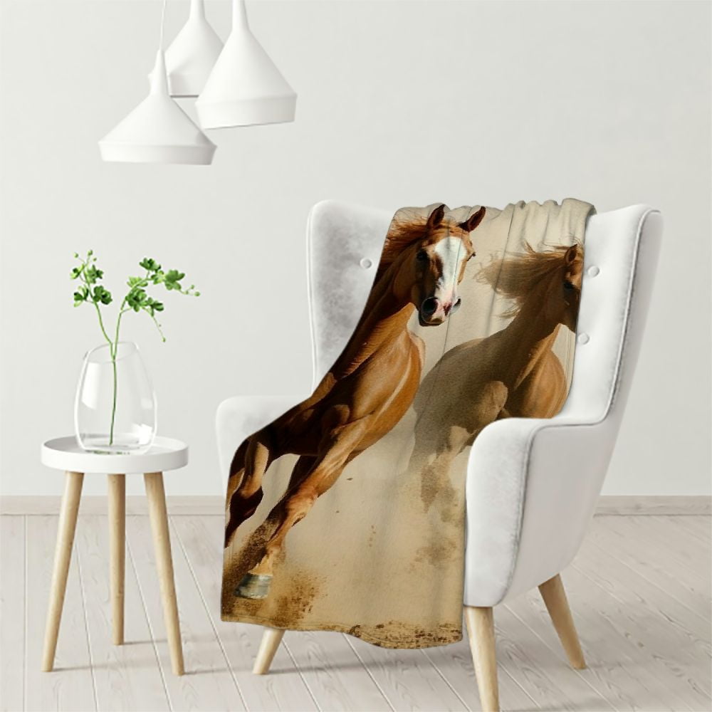 Acheng Running Brown Horse Gifts Blanket, Horse Decor Blankets Soft ...