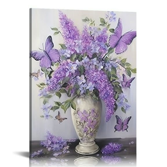 Acheng Rustic Christian Lavender Wall Art Bathroom Flower Wall Decor Purple Lavender Country Pictures Canvas Just Breathe Painting Prints Artwork Framed for Kitchen Living Room Bedroom 12x16 in