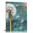 thumbnail image 1 of Acheng Rustic White Dandelion Butterflies Canvas Wall Art Dandelion Turquoise Print Modern Home Artwork Decor For Living Room Kitchen Bathroom Framed 16x20 in, 1 of 5