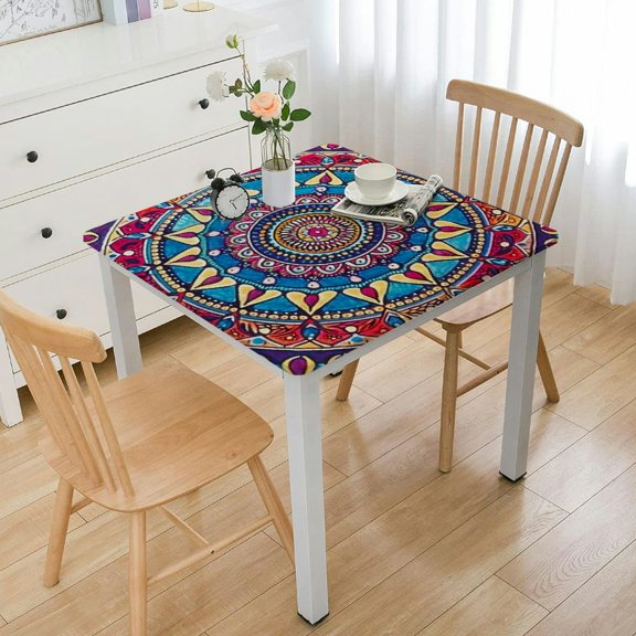 Acheng Sacred Geometry Square Fitted Table Cloths 100% Polyester Fiber 46*46