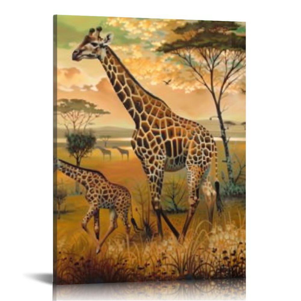 Acheng Safari Animals Canvas Wall Art African Wildlife Prints Fall ...