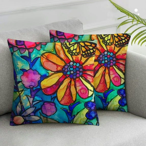 Acheng Set of 2 Art Theme Pillow Cover Pillow Cases Decorative Cushion Throw Pillowcase, for Indoor Outdoor Home Couch Sofa Living Room Party Decor White