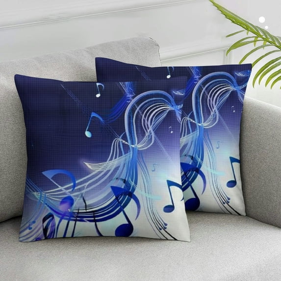 Acheng Set of 2 Music Throw Pillow Covers,Music Notes Cushion Case for Home Living Room Decor, Musical Theme Purple Blue Decorative Throw Cushion Case White