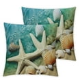 thumbnail image 1 of Acheng  Set of 2 Throw Pillow Covers Starfish and Seashell Summer Beach in Sea Water Time Caribbean Decor Pillow Cases Home Decorative Square Pillowcases 18x18in, 1 of 7