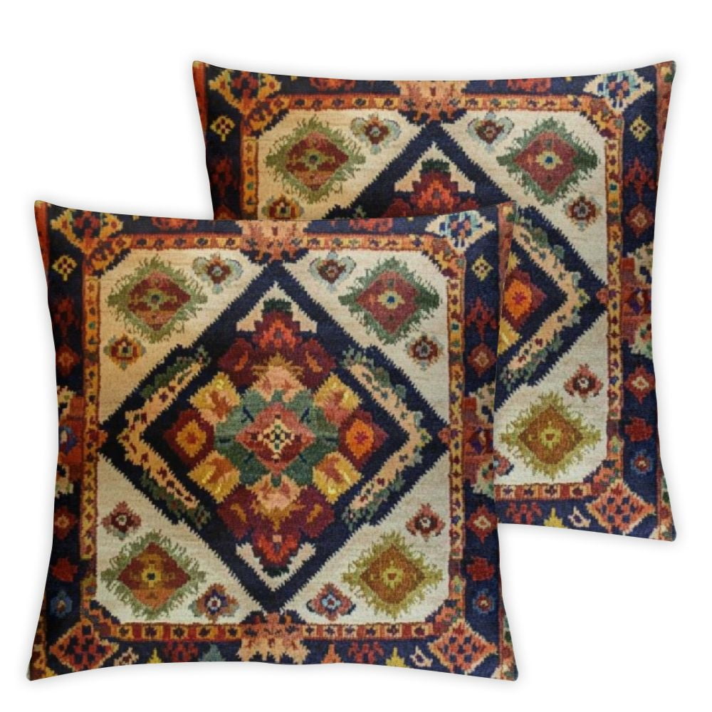 Acheng Set of 2 Throw Pillow Covers Tribal Abstract Dark Red and Yellow ...