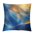 thumbnail image 1 of Acheng Short Plush Pillowcase 1 Piece Gold and Blue Abstract Art White, 1 of 5
