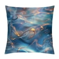 thumbnail image 1 of Acheng Short Plush Pillowcase 1 Piece Gold and Blue Abstract Art White, 1 of 5